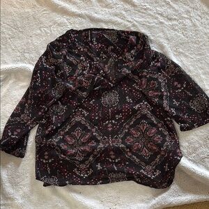 Maurices Black and Pink Patterned Blouse